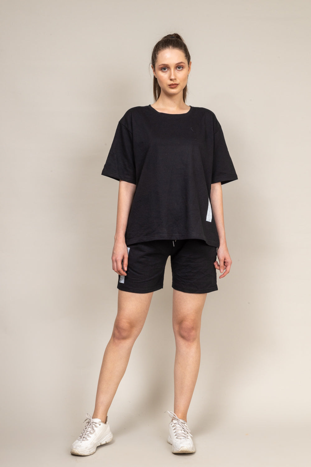 Midnight Black Oversized T-shirt Shorts Co-Ord