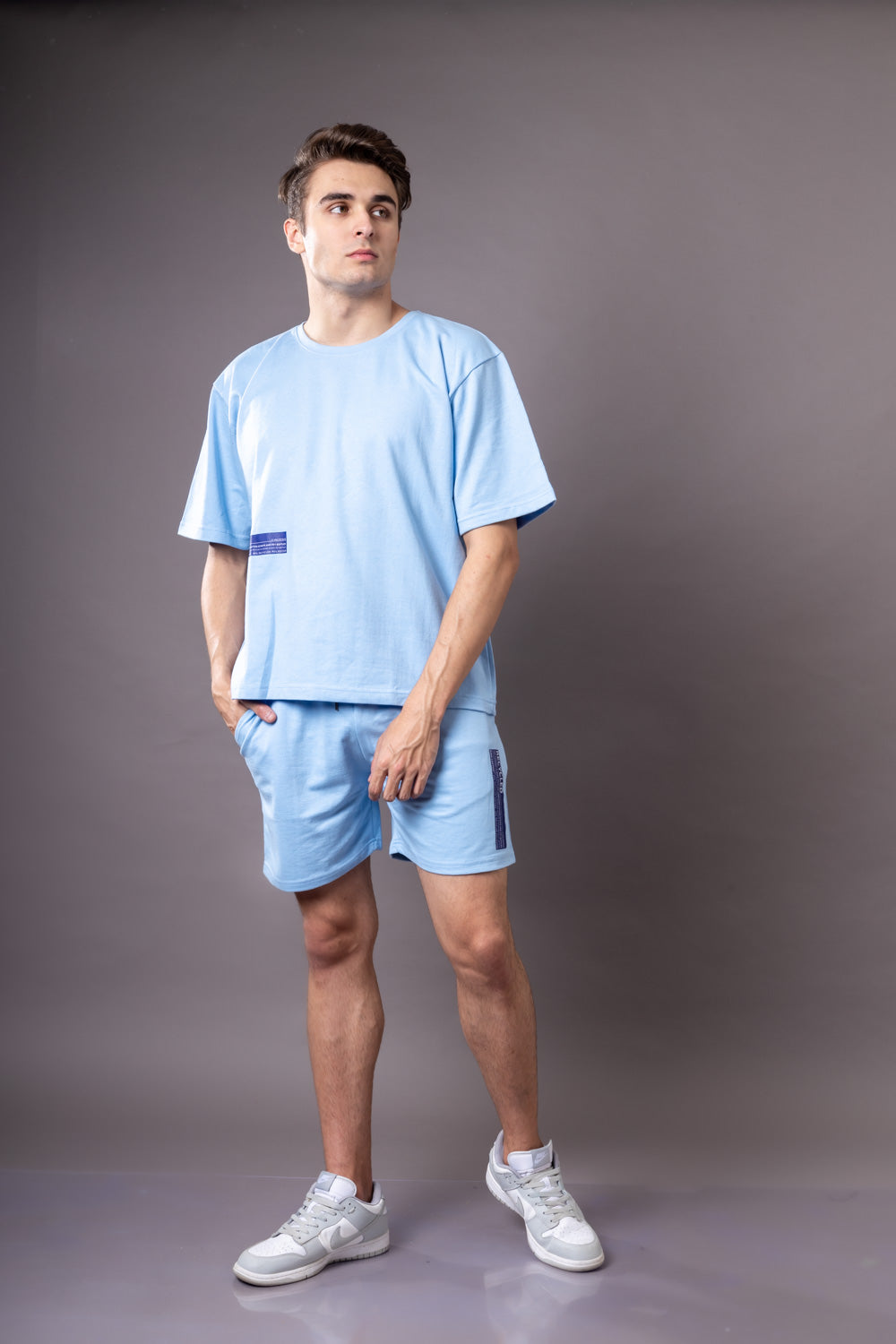 Tranquil Sky Blue  Oversized T-shirt and Shorts Co-Ord