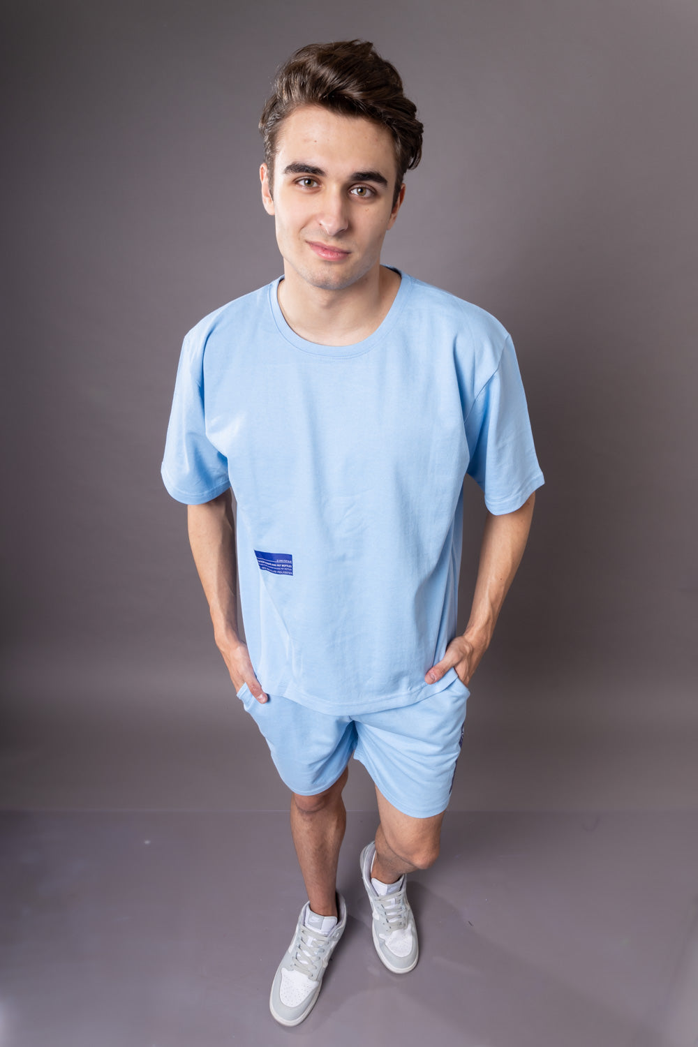 Tranquil Sky Blue  Oversized T-shirt and Shorts Co-Ord