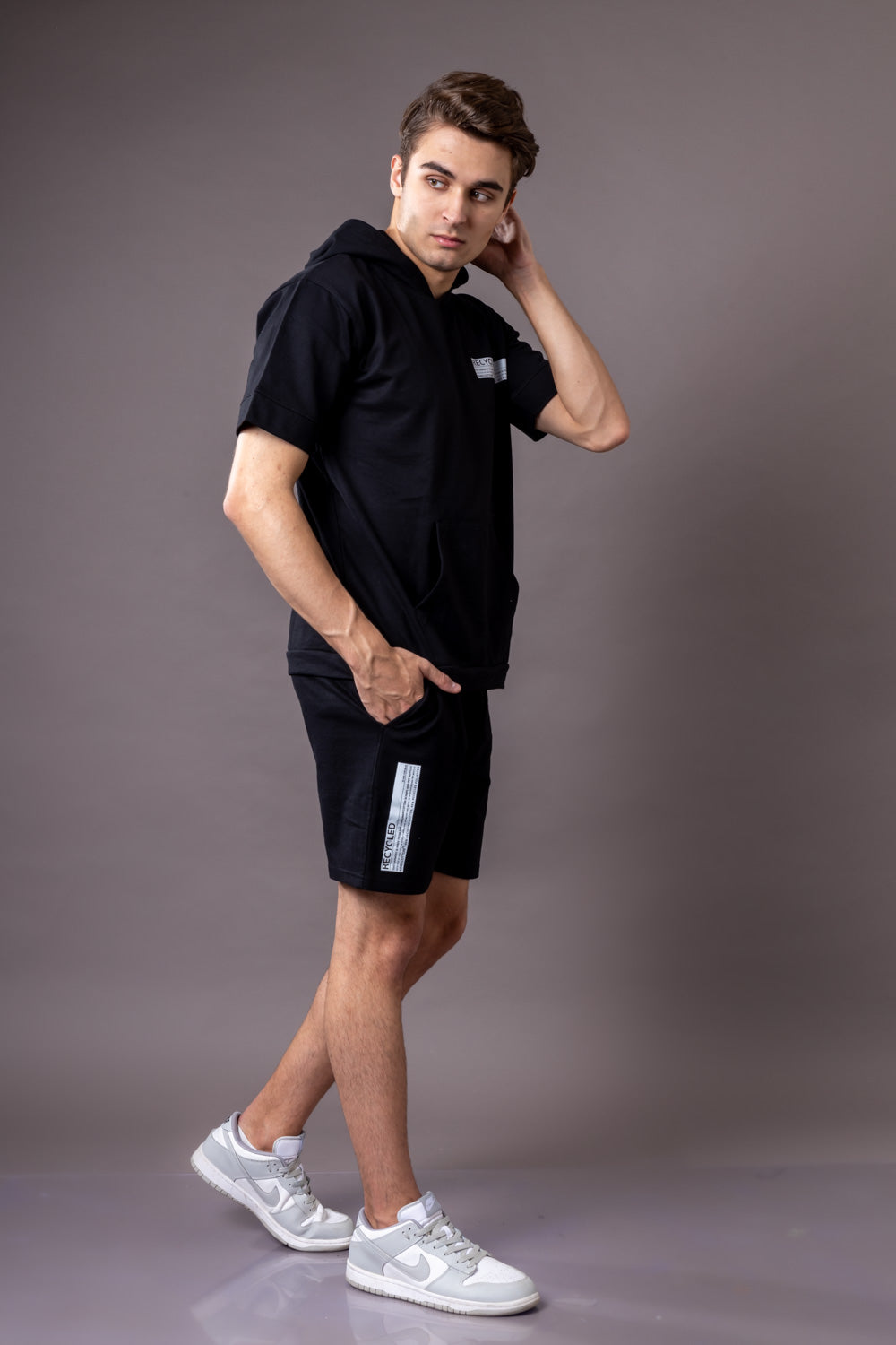 Midnight Black Hoodie and Shorts Co-Ord