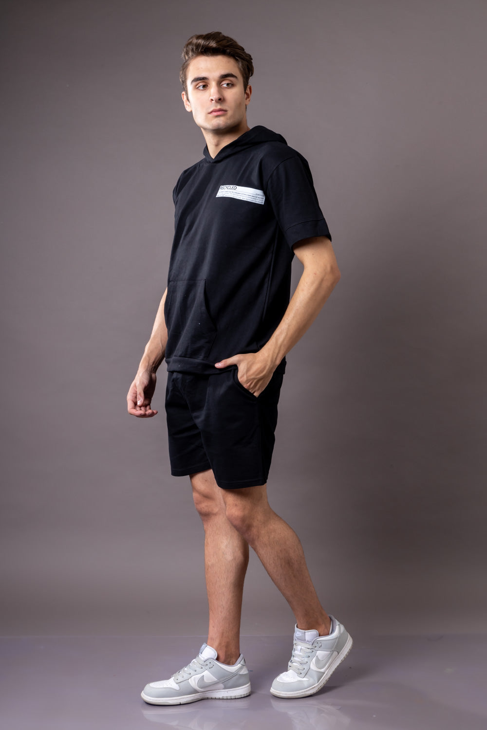 Midnight Black Hoodie and Shorts Co-Ord