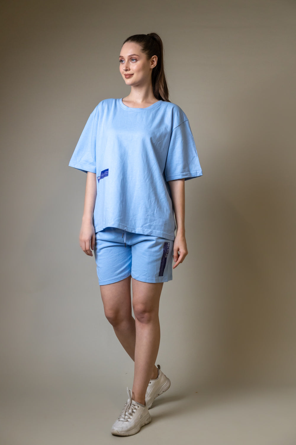 Tranquil Sky Blue Oversized T-shirt Shorts Co-Ord
