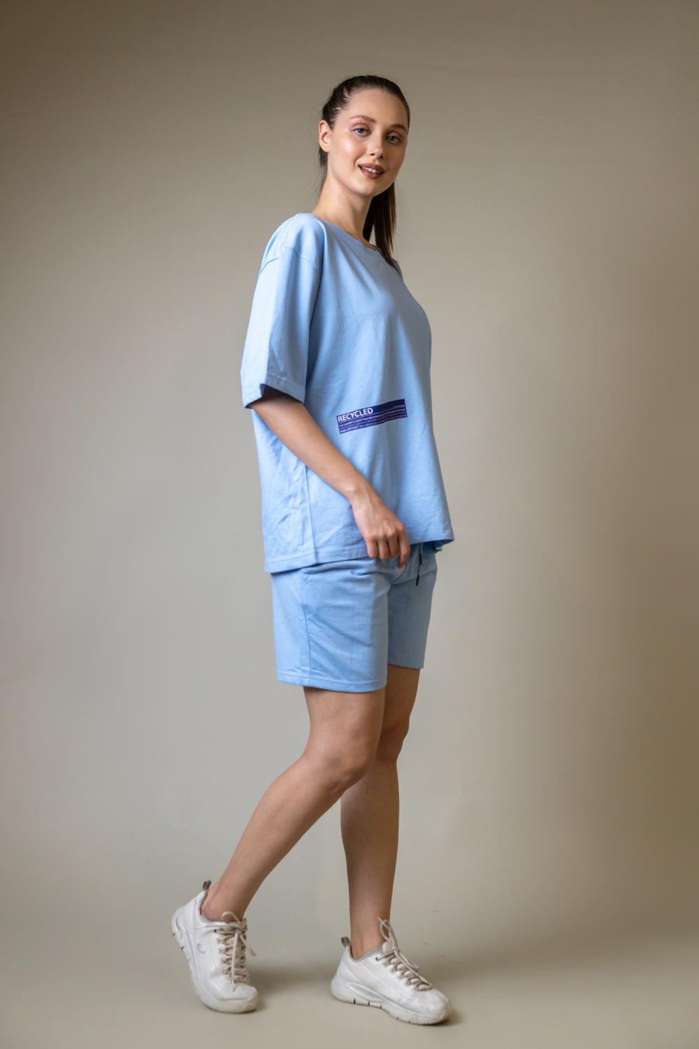 Tranquil Sky Blue Oversized T-shirt Shorts Co-Ord