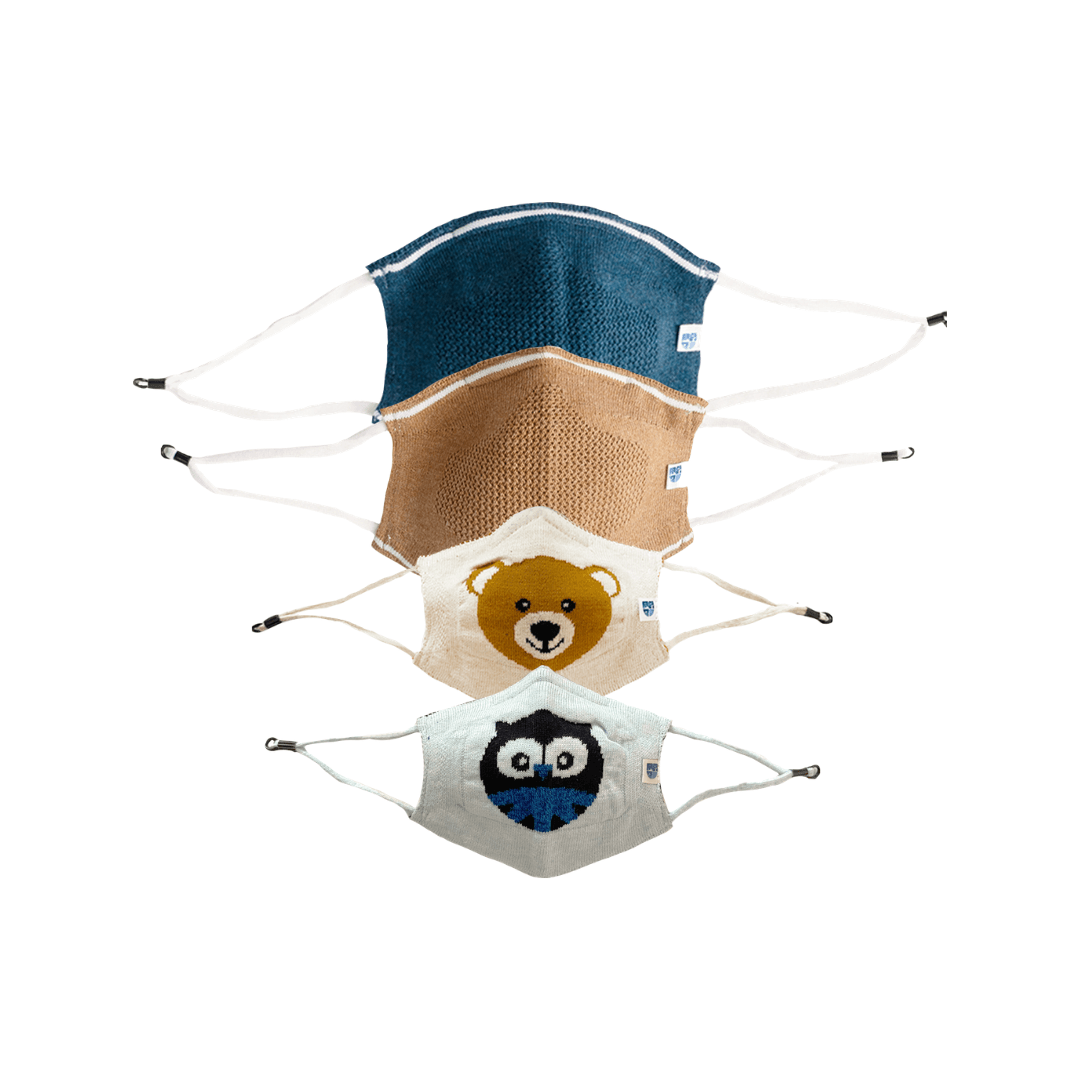 Ultra Breathable Antimicrobial Masks Family Pack (Adults 2 + Kids 2)