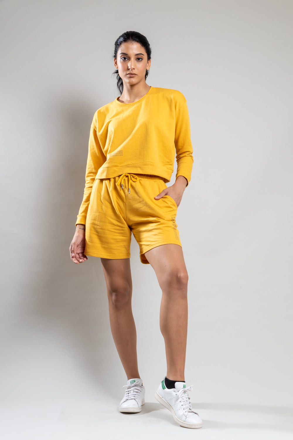 Amber Full Sleeve Crop Top - Shorts Co-Ord